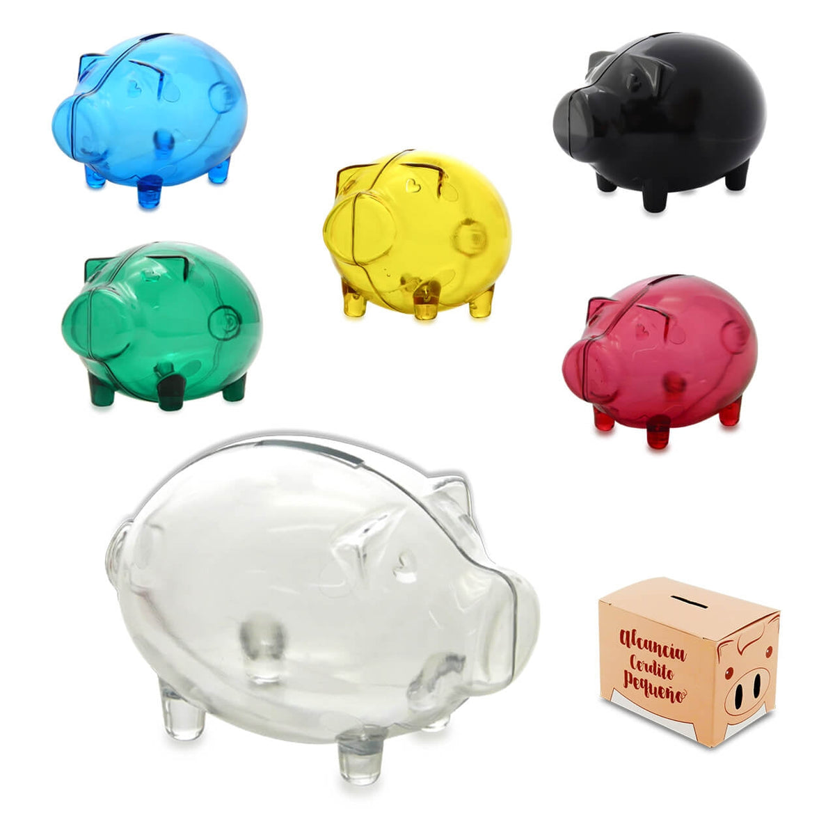 Alcancía cerdito transparente